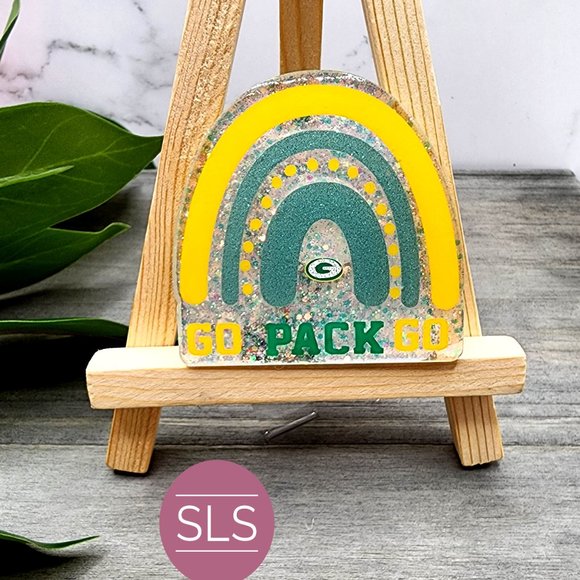 Go Pack Go Rainbow Badge Reel-Football Badge Reel - Picture 10 of 10